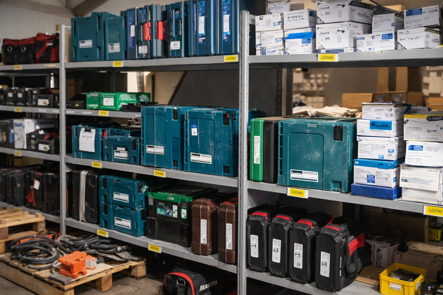 Overtollige voorraad gereedschap en machines klaar voor verkoop via veiling of opkopen