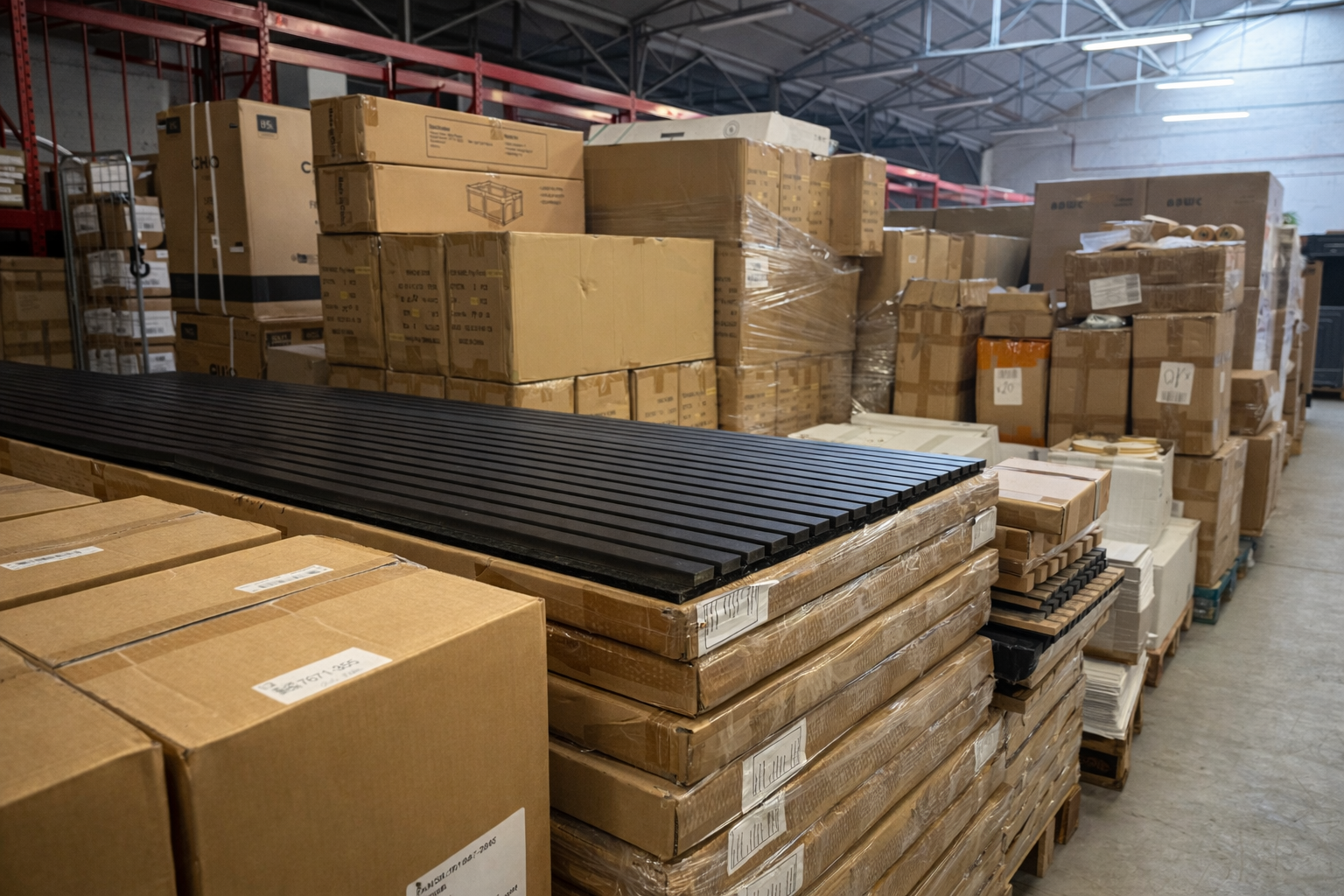 E-commerce voorraad op pallets in magazijn, geschikt voor opkoop of online veiling