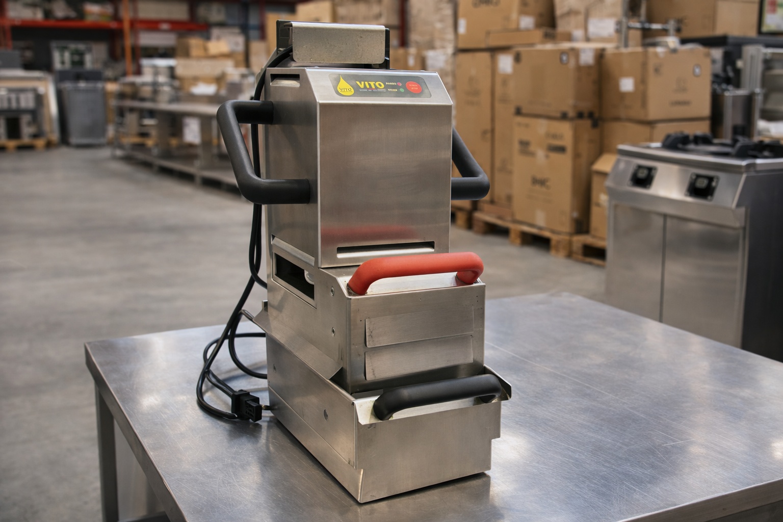 Professionele horeca frituurvet filter machine en friteerunit voor grootkeuken – horeca apparatuur verkopen via Veilinghuis Nederland