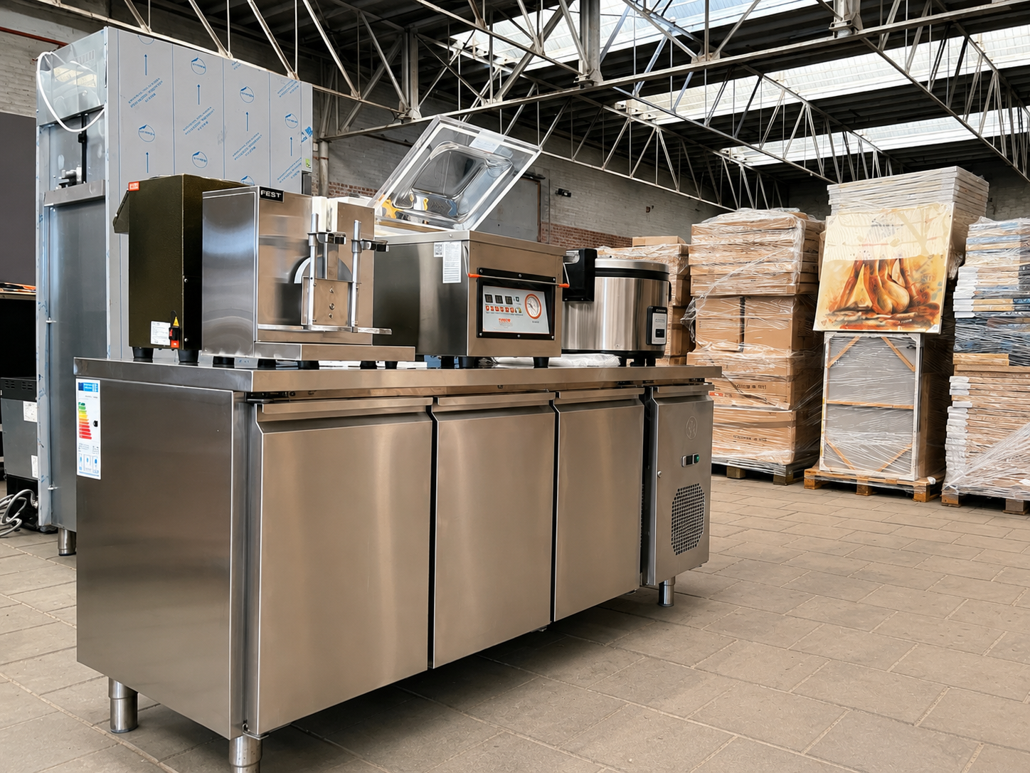 Professionele horeca-apparatuur en RVS koelwerkbanken aangeboden via een online bedrijfsveiling van Veilinghuis Nederland.