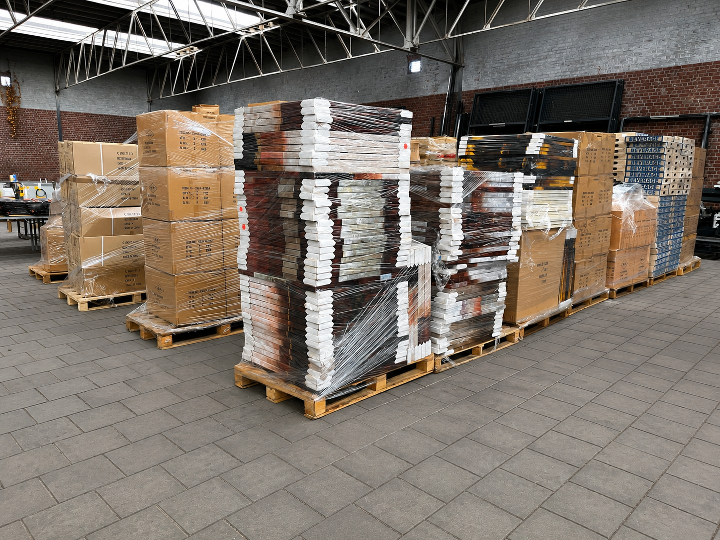 Grote partij overtollige voorraad op pallets verkocht aan Veilinghuis Nederland, specialist in het opkopen van restpartijen en handelsvoorraden.